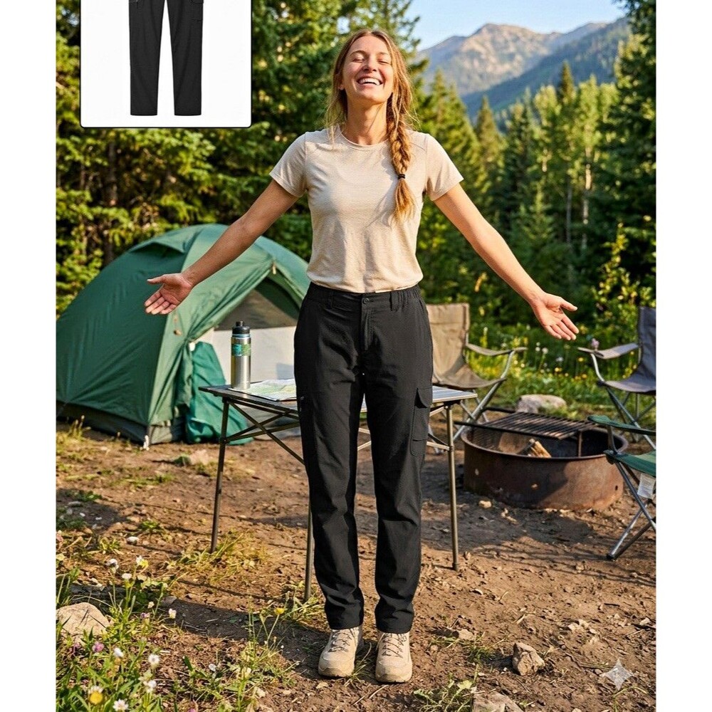 The North Face Women’s Cargo Gorpcore Outdoor Hiking Pants Black Rip Stop 14Long